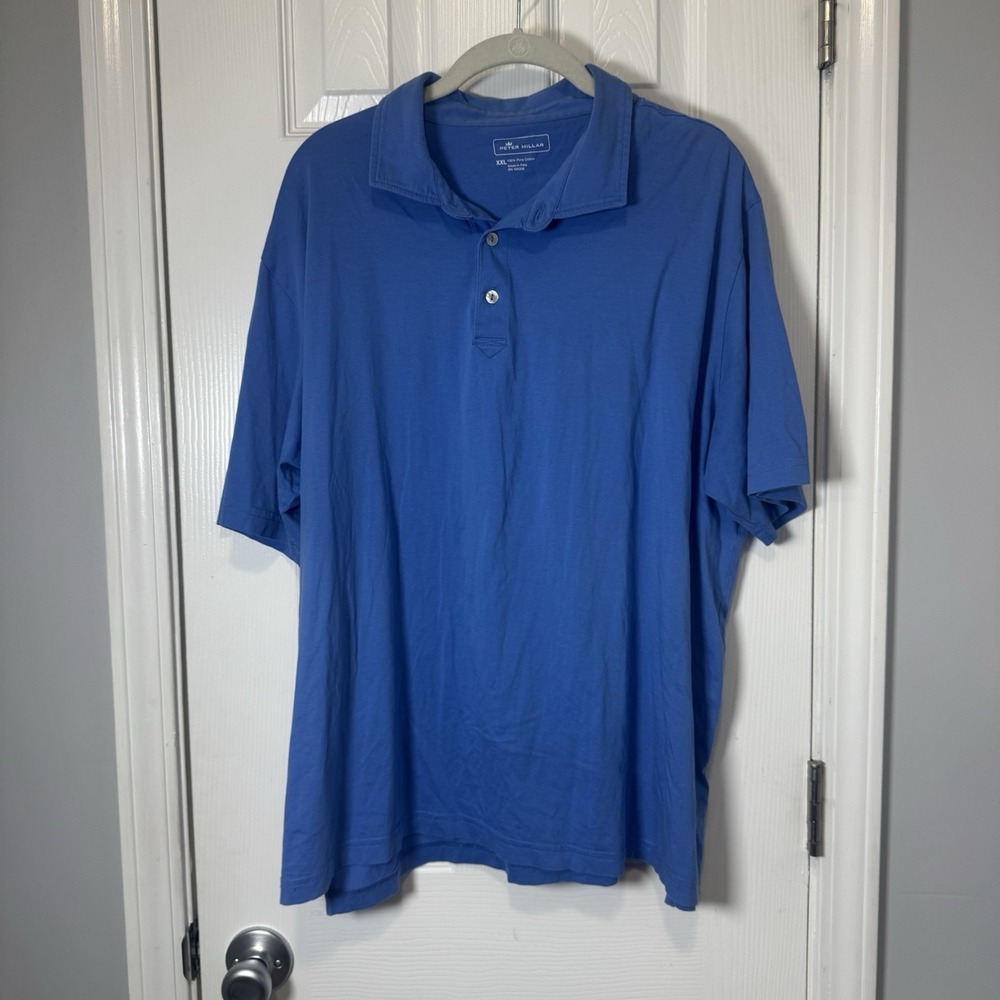 Peter‎ Millar Golf Polo Shirt Mens Size Xxl 2x Summer SS Blue Button